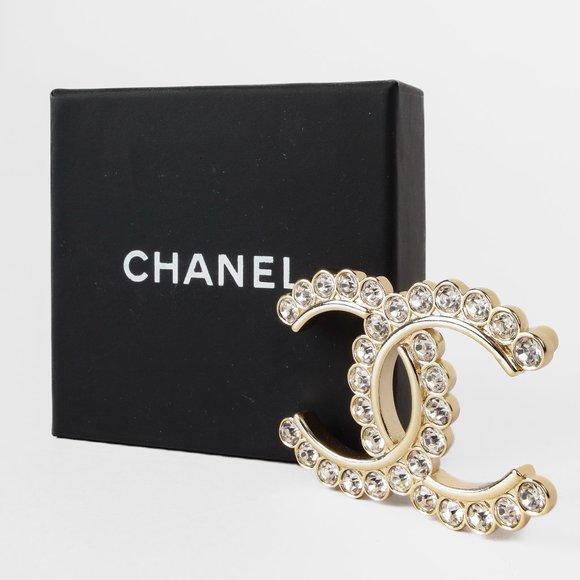 Chanel 20C Gold CC Crystal Brooch - Picture 1 of 5